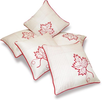 ZIKRAK EXIM Embroidered Cushions Cover(Pack of 5, 40 cm*40 cm, White)