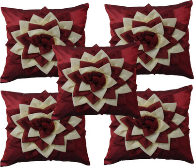 

HOME SHINE Floral Cushions Cover(Pack of 5, 40 cm*40 cm, Maroon)