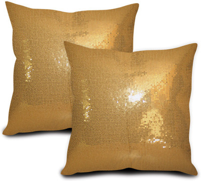 62% OFF on StyBuzz Embroidered Cushions Cover(Pack of 2, 40.64 cm*40.64 cm, Gold)