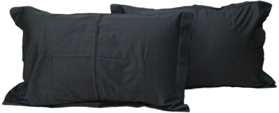 Vissage Cotton Pillows Cover(Pack of 2, 50 cm*75 cm, Black)