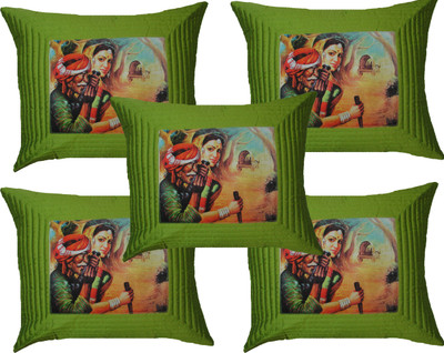 

HOME SHINE Printed Cushions Cover(Pack of 5, 40.64 cm*40.64 cm, Green)
