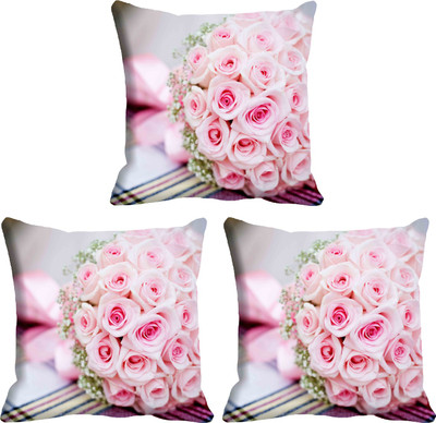 

IndiWeaves Printed Cushions Cover(Pack of 3, 16 cm*16 cm, White, Pink), Pink;white