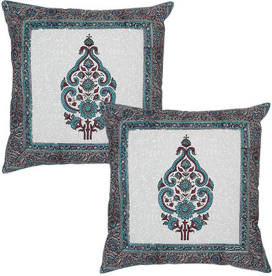 

Rajrang Floral Cushions Cover(Pack of 2, 43 cm*43 cm, Blue, Grey)
