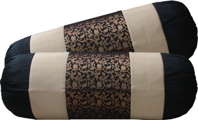 

HOME SHINE Printed Bolsters Cover(Pack of 2, 62.5 cm*40 cm, Black)