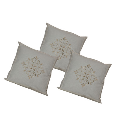 

Maba Embroidered Cushions Cover(Pack of 3, 43 cm*43 cm, Brown)