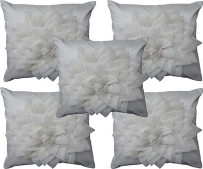 

HOME SHINE Floral Cushions Cover(Pack of 5, 40 cm*40 cm, White)