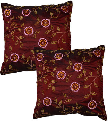 

Rajrang Floral Cushions Cover(Pack of 2, 40 cm*40 cm, Maroon)