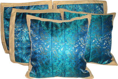 Design Willa Floral Cushions Cover(Pack of 5, 41 cm*41 cm, Blue)