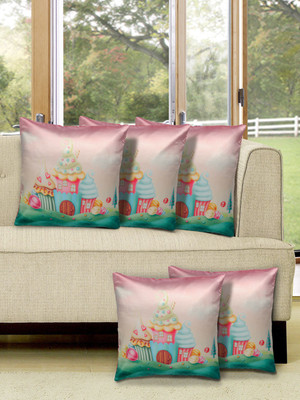 

Alina Decor Printed Cushions Cover(Pack of 5, 40.64 cm, Pink)
