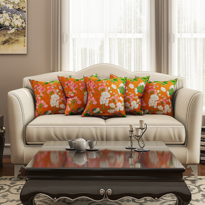 

SEJ by Nisha Gupta Floral Cushions Cover(Pack of 5, 40.64 cm*40.64 cm, Multicolor)