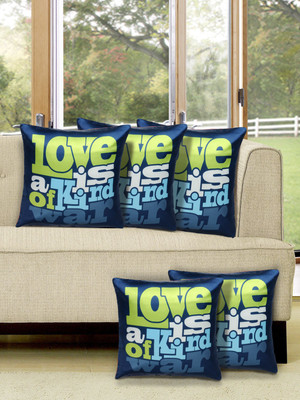 

Alina Decor Printed Cushions Cover(Pack of 5, 40.64 cm, Blue)