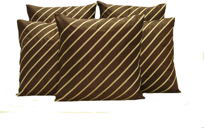 

HOME SHINE Striped Cushions Cover(Pack of 5, 40 cm*40 cm, Brown)
