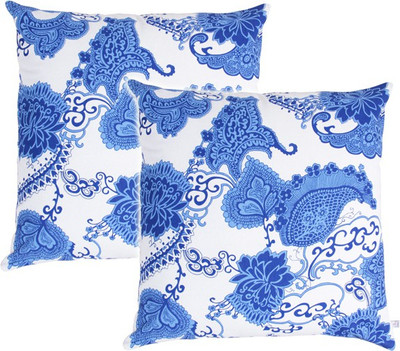 

Zubix Paisley Cushions Cover(Pack of 2, 45 cm*45 cm, White, Blue), Blue;white