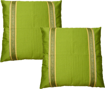 

HOME SHINE Striped Cushions Cover(Pack of 2, 60 cm*60 cm, Light Green)