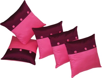 ZIKRAK EXIM Self Design Cushions Cover(Pack of 5, 40 cm*40 cm, Maroon, Pink)