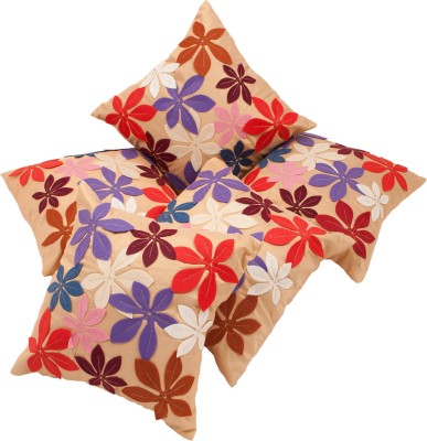 ZIKRAK EXIM Floral Cushions Cover(Pack of 5, 40 cm*40 cm, Beige)