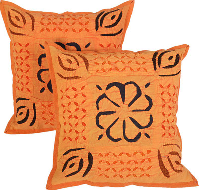 

Rajrang Floral Cushions Cover(Pack of 2, 43 cm*43 cm, Orange)