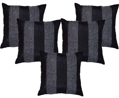 

Shine Villa Striped Cushions Cover(Pack of 5, 40 cm*40 cm, Black)