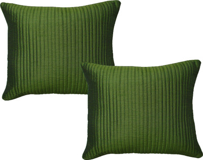 

HOME SHINE Striped Cushions Cover(Pack of 2, 40 cm*40 cm, Dark Green)