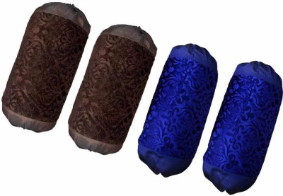 Belive-Me Floral Bolsters Cover(Pack of 4, 40 cm*75 cm, Brown, Blue)