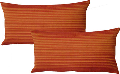 

HOME SHINE Striped Pillows Cover(Pack of 2, 30 cm*45 cm, Orange)