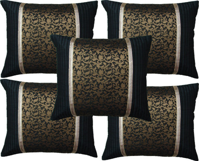 

HOME SHINE Floral Cushions Cover(Pack of 5, 40 cm*40 cm, Black)
