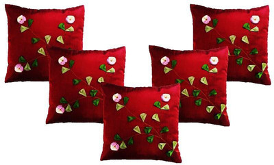 

Nikunj Embroidered Cushions Cover(Pack of 5, 40 cm, Red)
