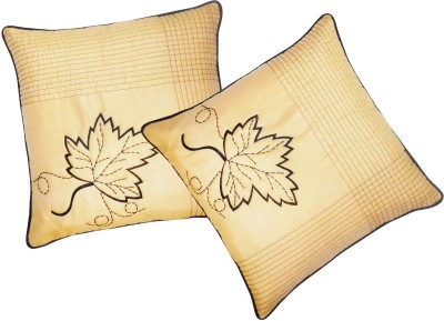 ZIKRAK EXIM Embroidered Cushions Cover(Pack of 2, 40 cm*40 cm, Beige, Brown)