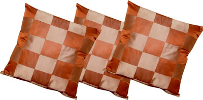 

Maba Checkered Cushions Cover(Pack of 3, 43 cm*43 cm, Orange)