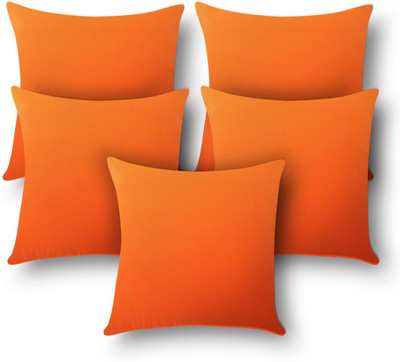 

First Row Plain Cushions Cover(Pack of 5, 40 cm, Orange)