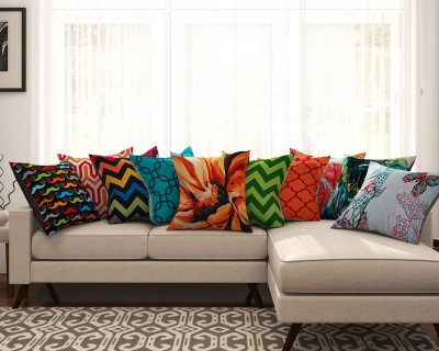 SEJ BY NISHA GUPTA Cotton Cushions Cover(Pack of 10, 40.64 cm*40.64 cm, Multicolor)