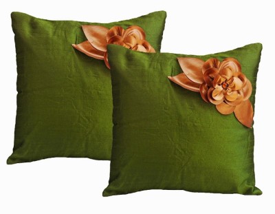 Dekor World Polyester Cushions Cover(Pack of 2, 40 cm*40 cm, Green)