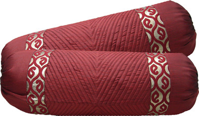 

HOME SHINE Striped Bolsters Cover(Pack of 2, 40 cm*80 cm, Maroon)