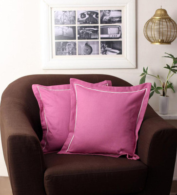 

First Row Plain Cushions Cover(Pack of 2, 40 cm*40 cm, Pink)