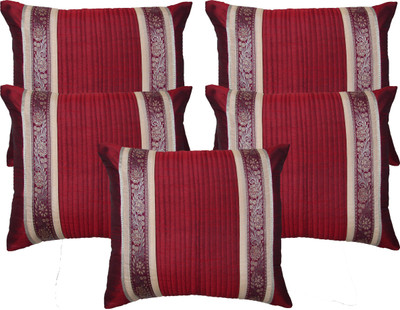 

HOME SHINE Striped Cushions Cover(Pack of 5, 40 cm*40 cm, Maroon)
