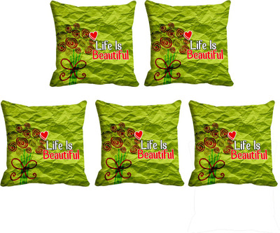 

IndiWeaves Printed Cushions Cover(Pack of 5, 40 cm*40 cm, White, Red), Red;white