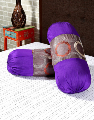 

Rajrang Geometric Bolsters Cover(Pack of 2, 41 cm*81 cm, Purple)