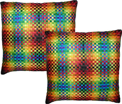 

HOME SHINE Geometric Cushions Cover(Pack of 2, 60 cm*60 cm, Black)