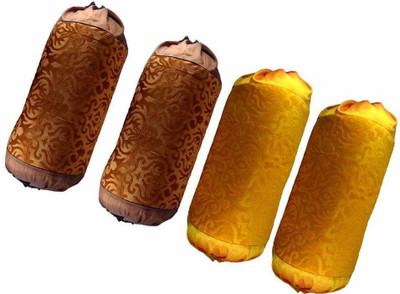 

BELIVE-ME Floral Bolsters Cover(Pack of 4, 60 cm*30 cm, Brown, Yellow)