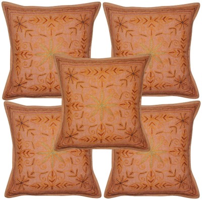 Lal Haveli Cotton Cushions Cover(Pack of 5, 41 cm*41 cm, Peach)