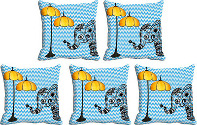 

IndiWeaves Printed Cushions Cover(Pack of 5, 40 cm*40 cm, Blue)