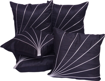 Shine Villa Striped Cushions Cover(Pack of 5, 40 cm*40 cm, Black)