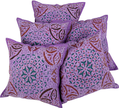 

Rajrang Floral Cushions Cover(Pack of 5, 43 cm*43 cm, Purple)