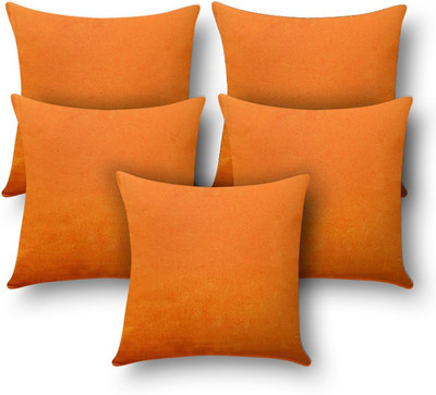 

First Row Plain Cushions Cover(Pack of 5, 40 cm, Orange)