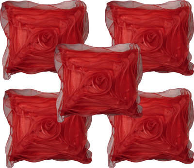 

HOME SHINE Floral Cushions Cover(Pack of 5, 40 cm*40 cm, Red)