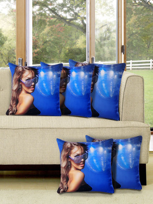 

Alina Decor Printed Cushions Cover(Pack of 5, 40.64 cm, Blue)