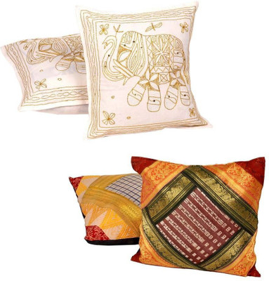 

Kaarigar Embroidered Cushions Cover(Pack of 4, 40.64 cm*40.64 cm, White)