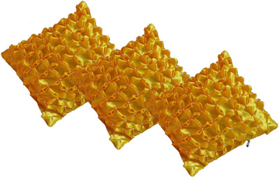 

Rosy Embroidered Cushions Cover(Pack of 3, 40 cm*40 cm, Yellow)
