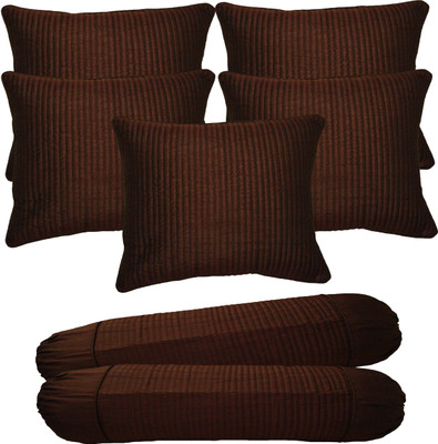 

HOME SHINE Striped Cushions Cover(Pack of 7, 40 cm*40 cm, Brown)