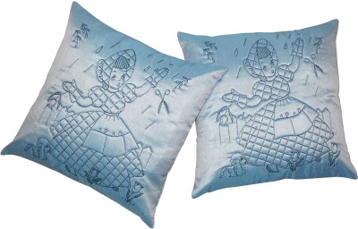 ZIKRAK EXIM Embroidered Cushions Cover(Pack of 2, 40 cm*40 cm, Light Blue)